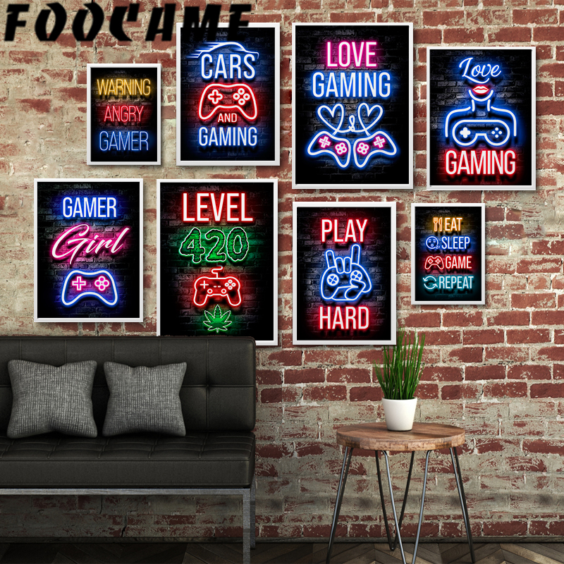 Neon Gamepad Game Zone Poster  - Retro Gaming Zone avaliação e preço