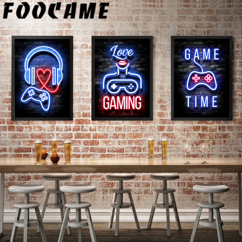 Neon Gamepad Game Zone Poster  - Retro Gaming Zone avaliação e preço