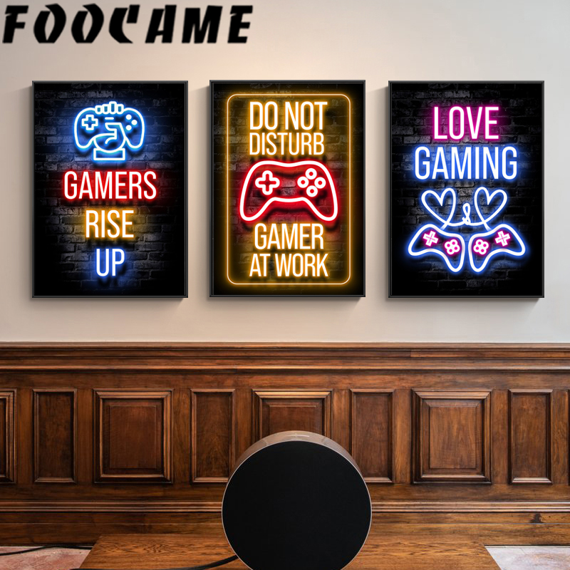 Neon Gamepad Game Zone Poster  - Retro Gaming Zone avaliação e preço