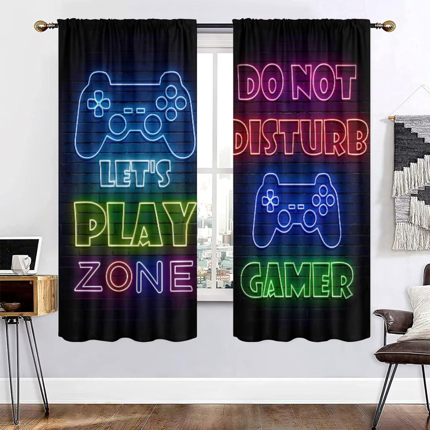 Gaming Gamer Curtain Curtains  - Retro Gaming Zone avaliação e preço