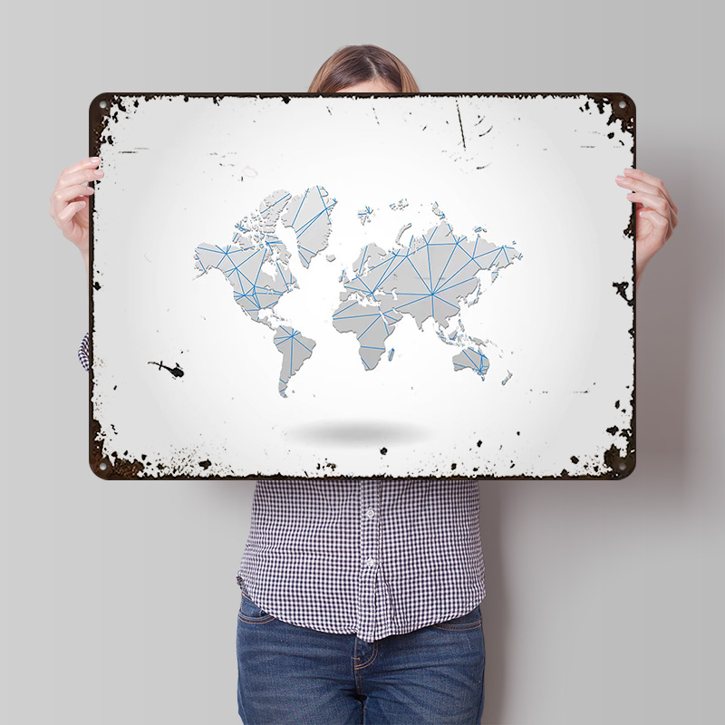 World Map Tinplate Poster Cust - World Of Retro Gaming avaliação e preço