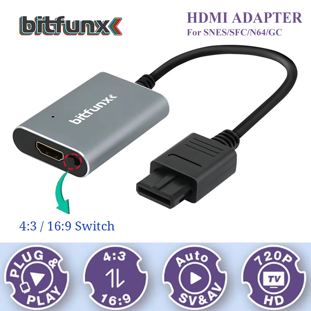 Bitfunx 720P Svideo / AV To HD - Retro Gaming Design avaliação e preço