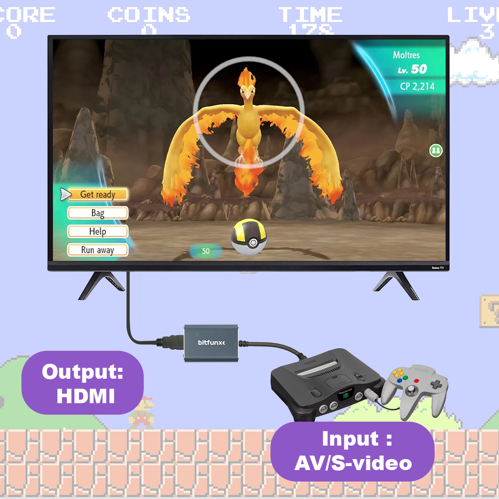 Bitfunx 720P Svideo / AV To HD - Retro Gaming Design avaliação e preço