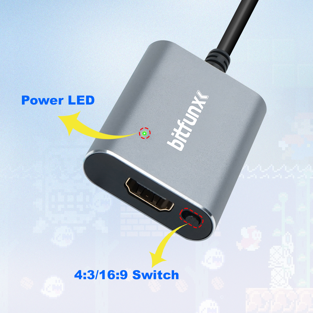 Bitfunx 720P Svideo / AV To HD - Retro Gaming Design avaliação e preço