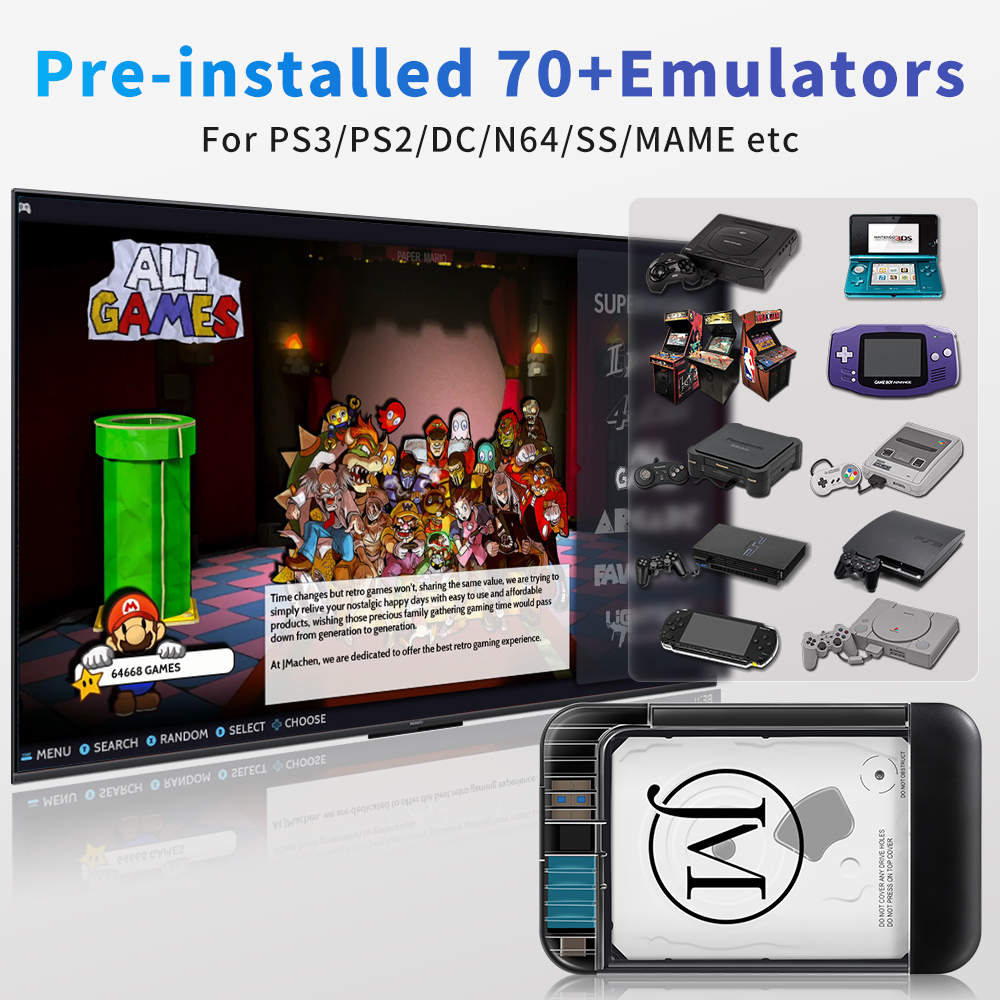RETROBAT Portable 500G Gaming  - Retro Gaming Design avaliação e preço