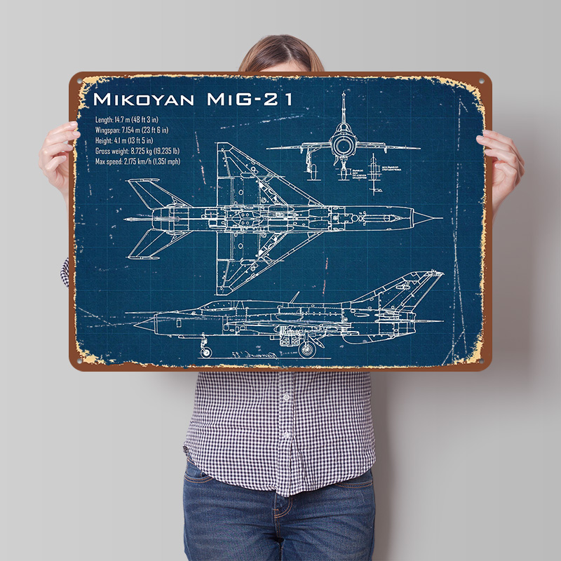 Mig 21 Aircraft Printed Poster - Retro Gaming Desk avaliação e preço
