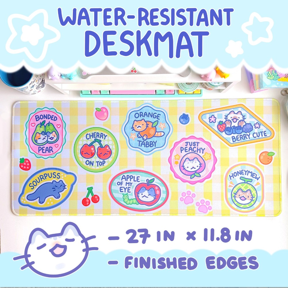 Fruit Kitty Desk Mat Mousepad  - Retro Gaming Desk Setup avaliação e preço