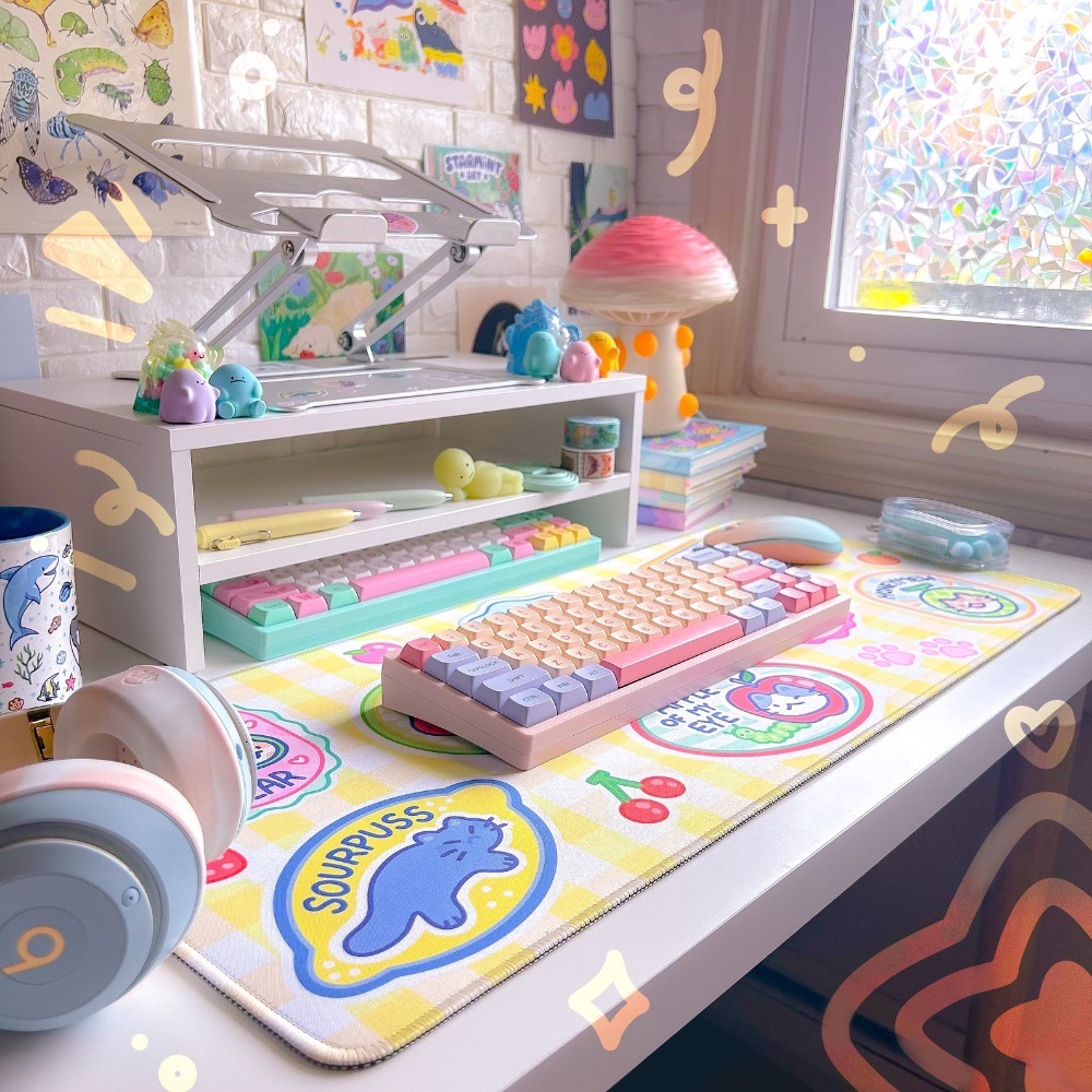 Fruit Kitty Desk Mat Mousepad  - Retro Gaming Desk Setup avaliação e preço