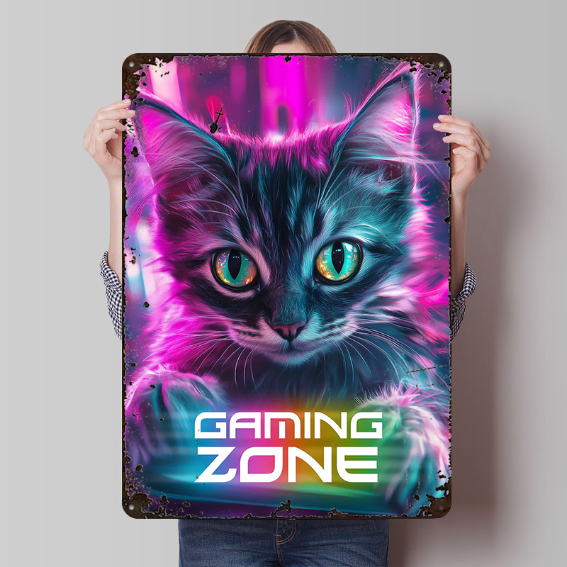 Gamer Cat - Gaming Zone Printe - Retro Gaming Zone avaliação e preço