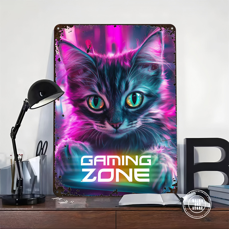 Gamer Cat - Gaming Zone Printe - Retro Gaming Zone avaliação e preço