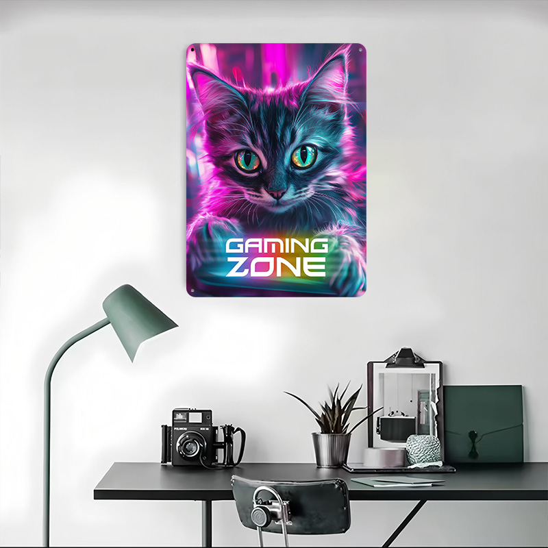 Gamer Cat - Gaming Zone Printe - Retro Gaming Zone avaliação e preço