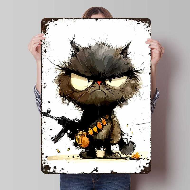 Cat With Gun Printed Poster Cu - Retro Gaming Gun avaliação e preço