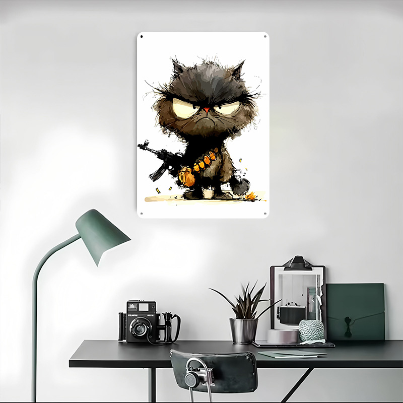 Cat With Gun Printed Poster Cu - Retro Gaming Gun avaliação e preço