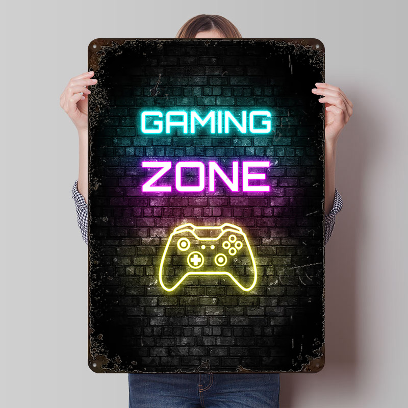 Gaming Zone Neon Sign on Brick - Retro Gaming Zone avaliação e preço