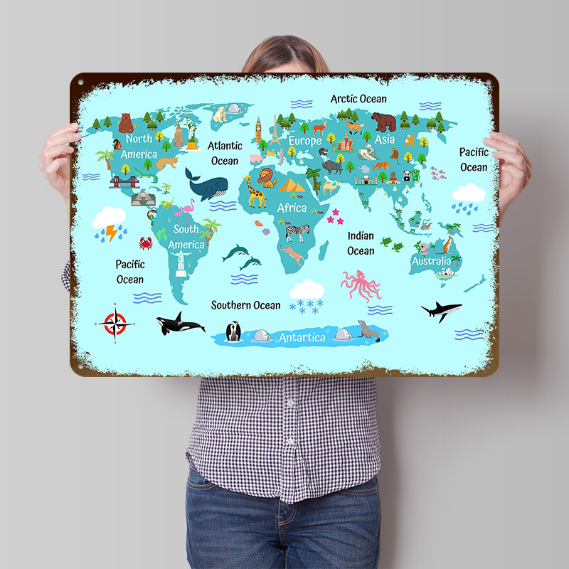 Kids World Map Printed Poster  - World Of Retro Gaming avaliação e preço