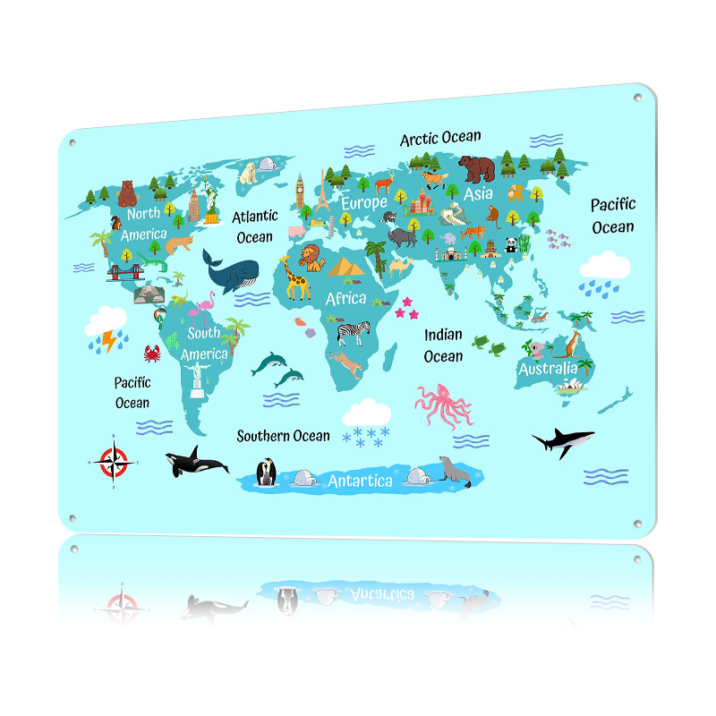 Kids World Map Printed Poster  - World Of Retro Gaming avaliação e preço