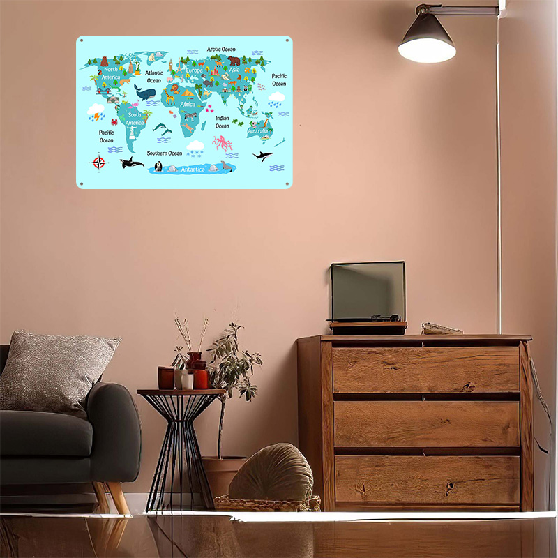 Kids World Map Printed Poster  - World Of Retro Gaming avaliação e preço